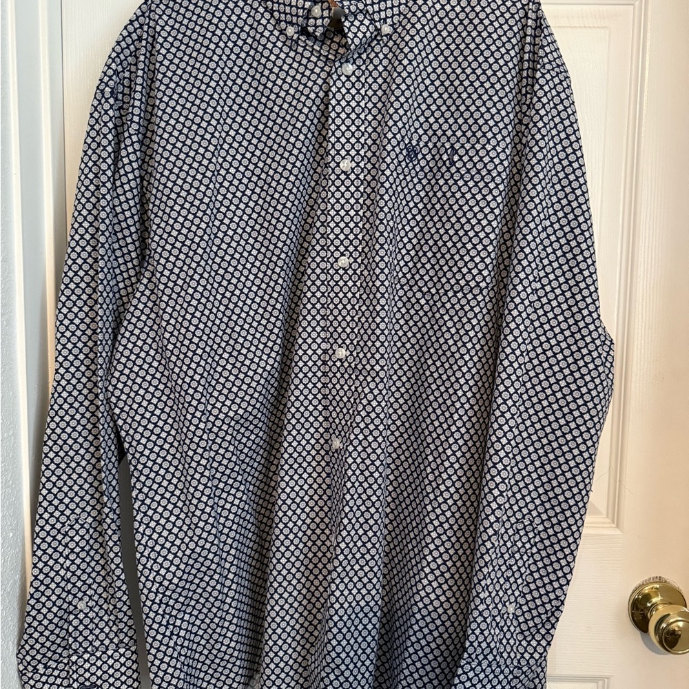 Wrangler Men's Black and White Geometric Shirt